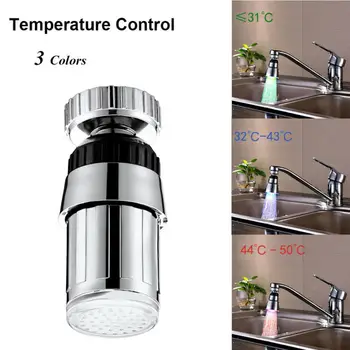 

Kitchen LED Faucet Mixer Tap Nozzle Water Temperature Control Sensor 360°Swivel