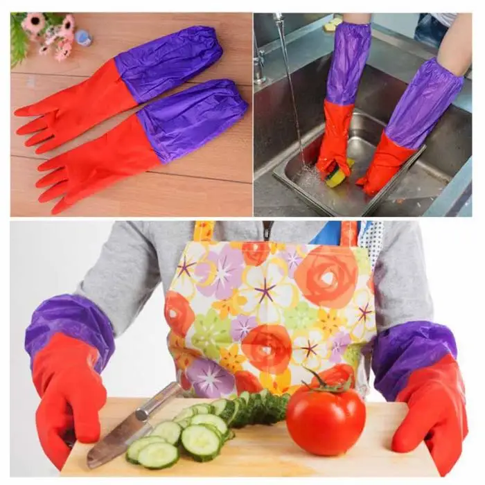 Флисовые сохраняющие тепло хлопковые резиновые перчатки латексные водонепроницаемые перчатки кухонная посуда для мытья белья повседневные принадлежности