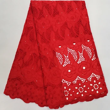 

Embroidered African Red Lace Fabric High Quality stones nigeria lace cord lace french tulle net lace for wedding dress FFH98