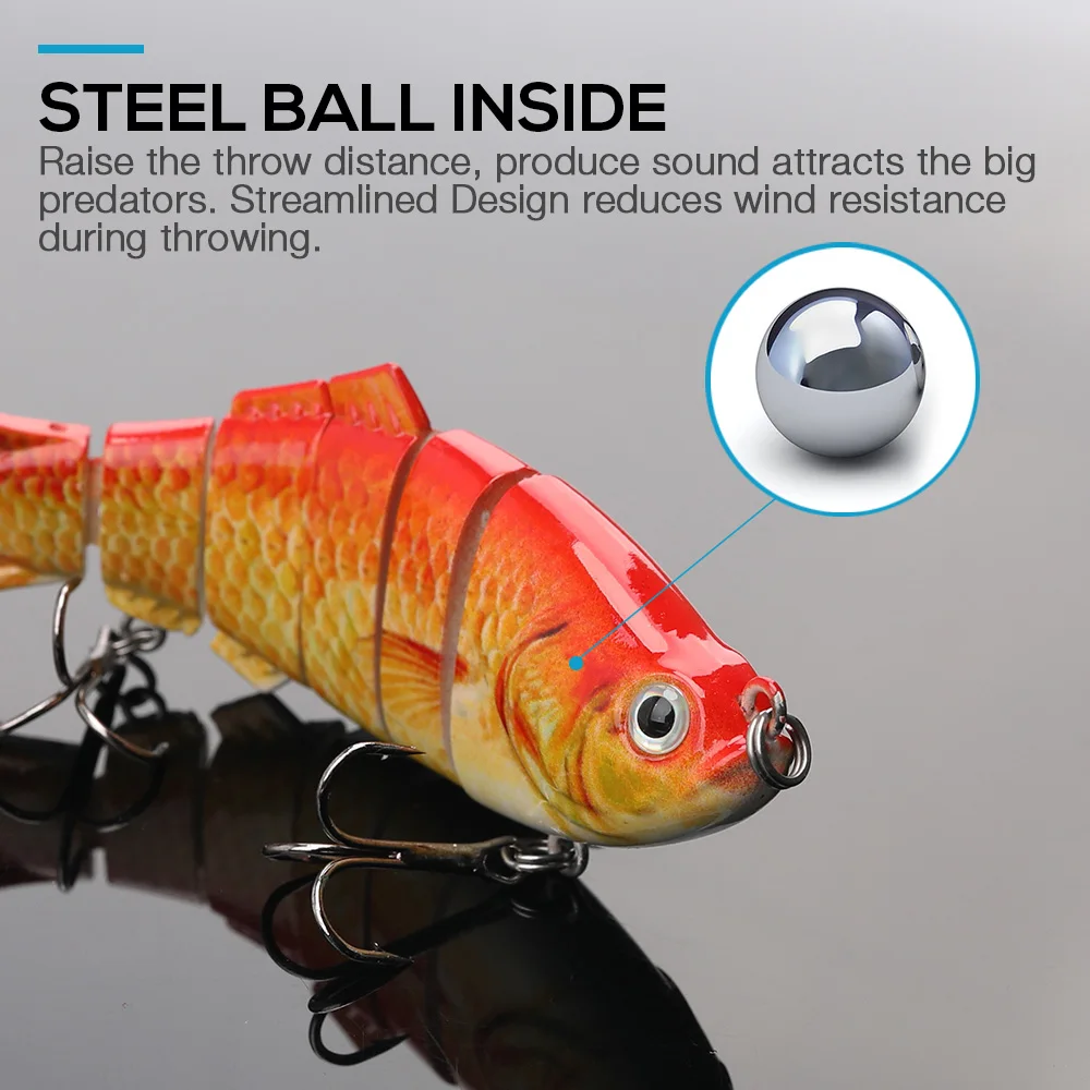 1-Piece Multi-Jointed Fishing Swimbait - Sinking Wobbler Hard Bait For Bass & More