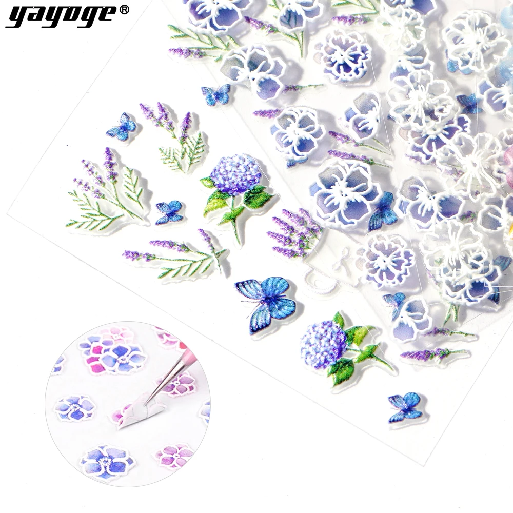 YAYOGE 5D DIY самоклеющиеся наклейки для ногтей s цветочный дизайн наклейки для ногтей инструменты для маникюра обертывания ногтей наклейки DIY Декор