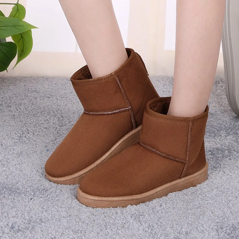 

New Snow Boots Women Ankle Boots Faux Fur Platform Shoes Winter Boots Slip On Solid Warm Soft Flat Shoes Woman Booties AEZLZ383