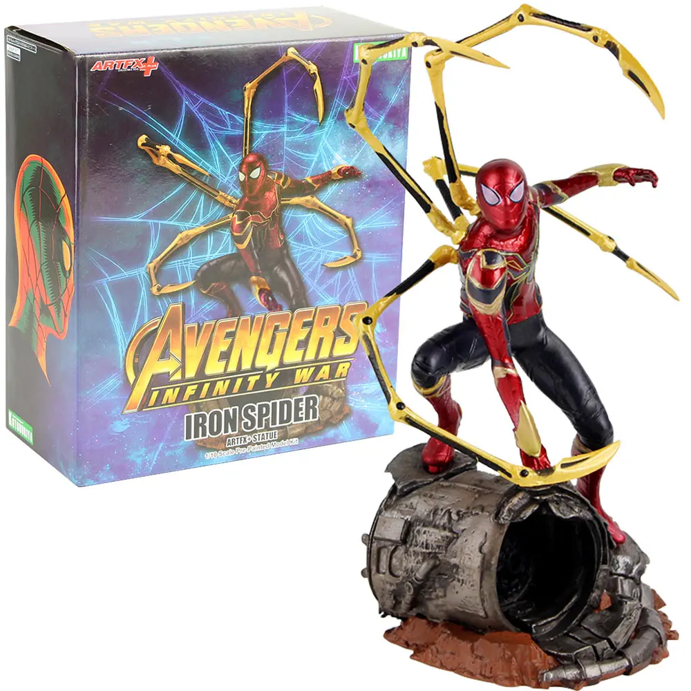 

25cm ARTFX Statue Infinity Wars Spiderman Action Figure Iron Spider-Man Model Toy Children Gift