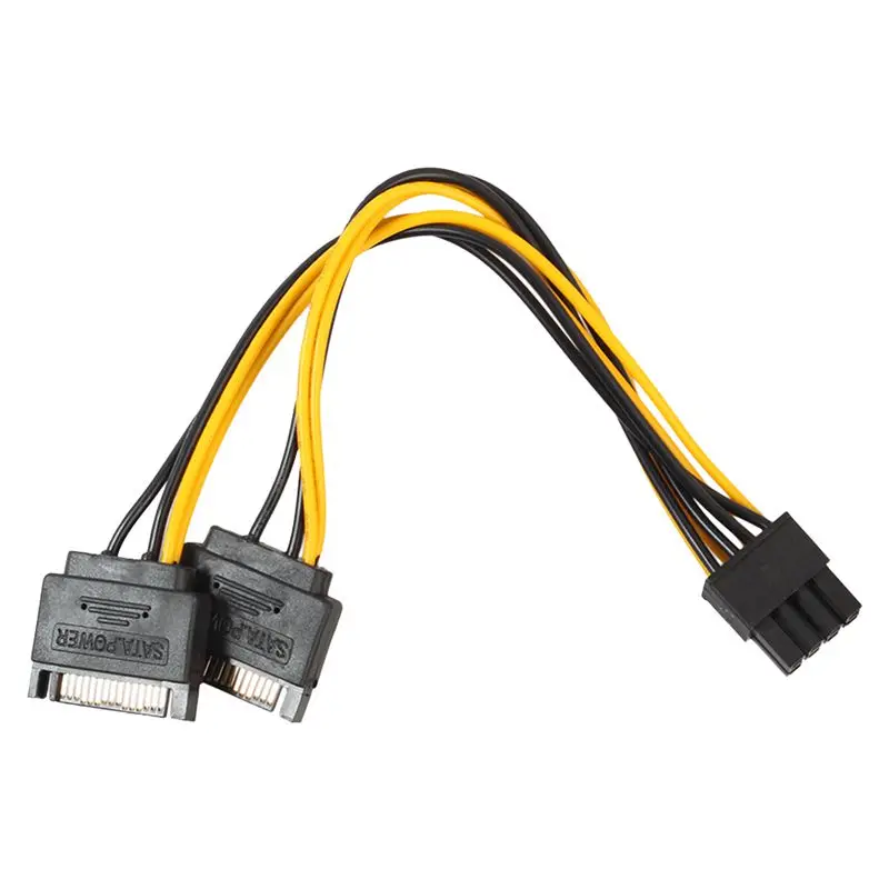 Двойной 15Pin SATA штекер PCIe 8Pin (6 + 2) Мужской кабель питания для видеокарты |