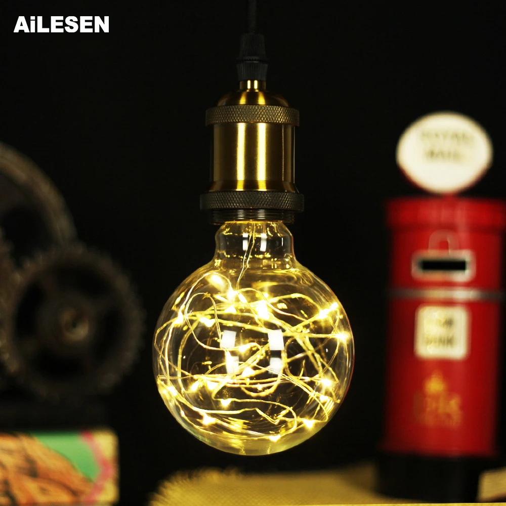 Edison Lamp E27 1.5W Retro Vintage LED Spiral Filament Light Bulb 2300K