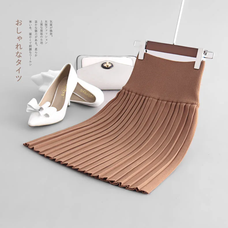 Новые зимние юбки, вязаная льняная юбка, Женская плиссированная юбка, ледяная 1611