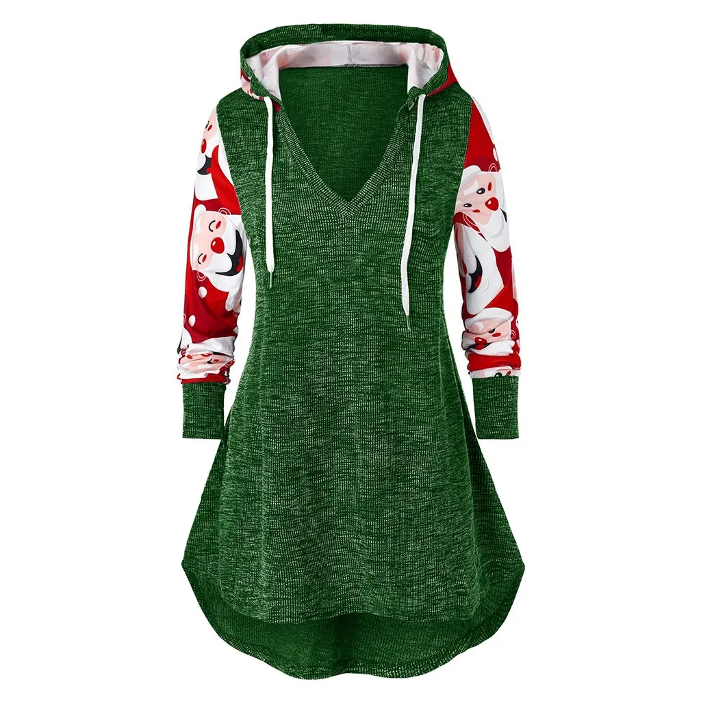 SAGACE, рождественские топы, женская одежда для беременных, с v-образным вырезом, с принтом, Толстовка для беременных, женская одежда для беременных и кормящих - Цвет: Зеленый