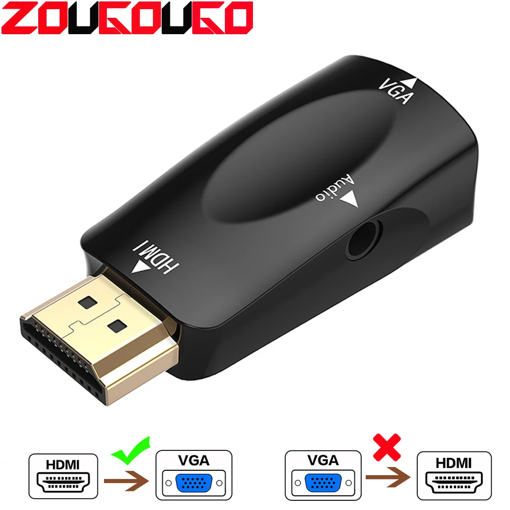 

HDMI to VGA Adapter Audio Cable Converter Male to Female HD 1080P For PC Laptop TV Box Projector Cable