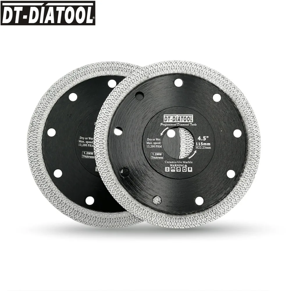 DT-DIATOOL 2 шт./pk диаметр 115 мм/4," алмазный режущий диск X сетка турбо обод пильные диски фарфоровая керамическая плитка мрамор режущий круг