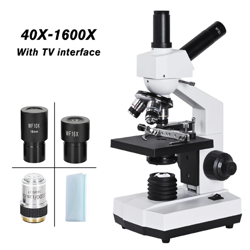 HD комплекс бинокулярного микроскопа 1600X Профессиональный биологической лаборатории+ 7-дюймовый ЖК-дисплей+ VGA HDMI цифровой Камера+ USB электронный окуляр микроскопа