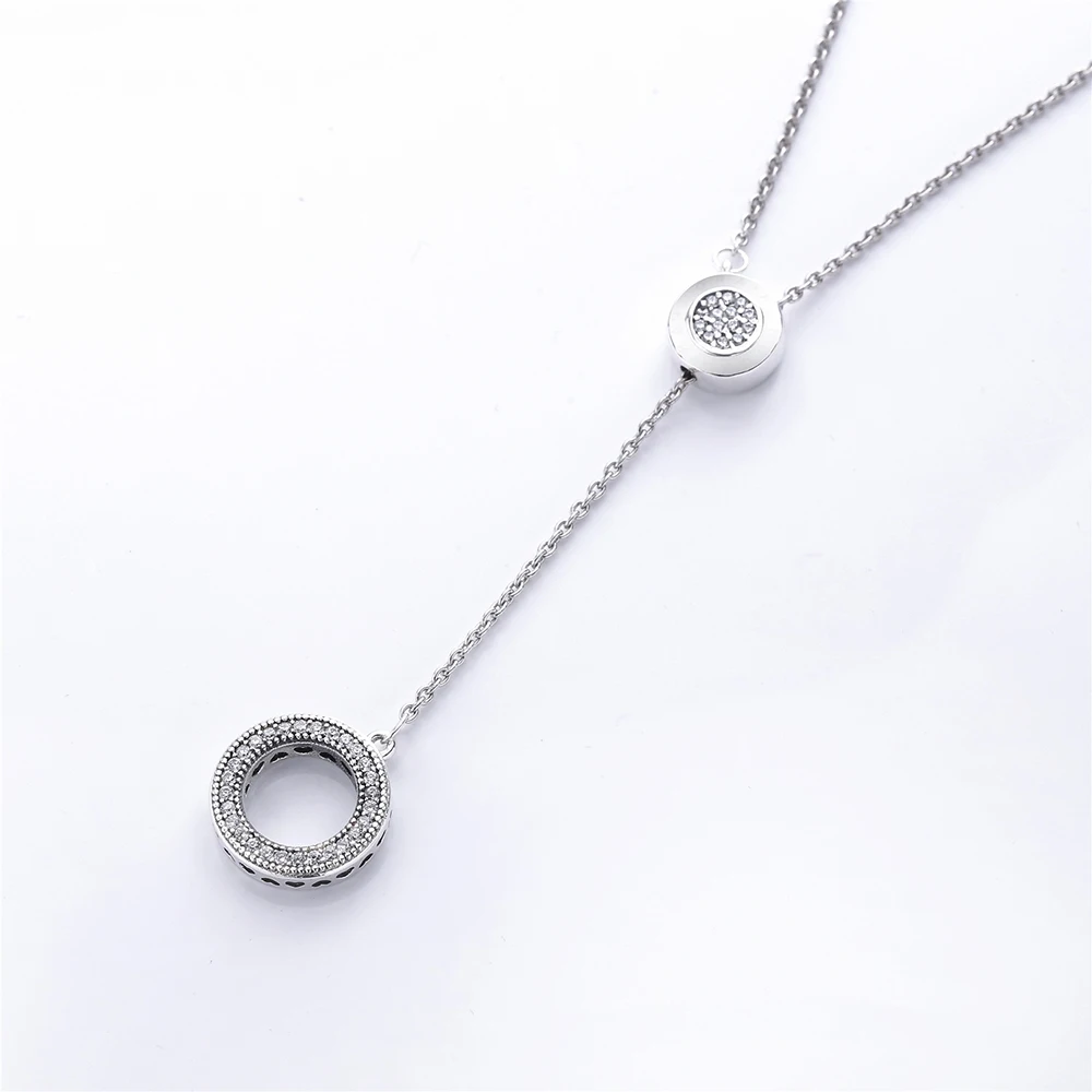 New 925 Sterling Silver Signature Pan Necklace, Clear CZ For Women Original Fashion Pendants Charms Jewelry