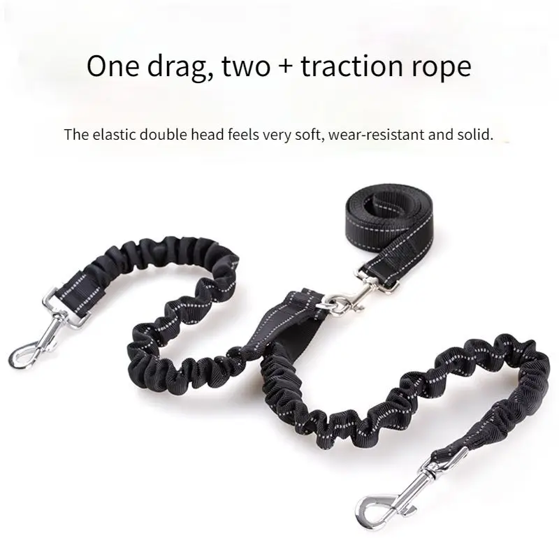 Dog Leash Doubleheaded Dog Pull Rope Telescopic Dog Rope Pet Belt Buffer One Drag Two Traction