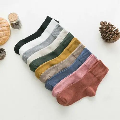 3Pairs/lot=6Pieces Autumn Solid Color Wild Winter Socks Fashion Female Threaded Long Tube Woman Cotton Socks - Цвет: 3 colors random Z