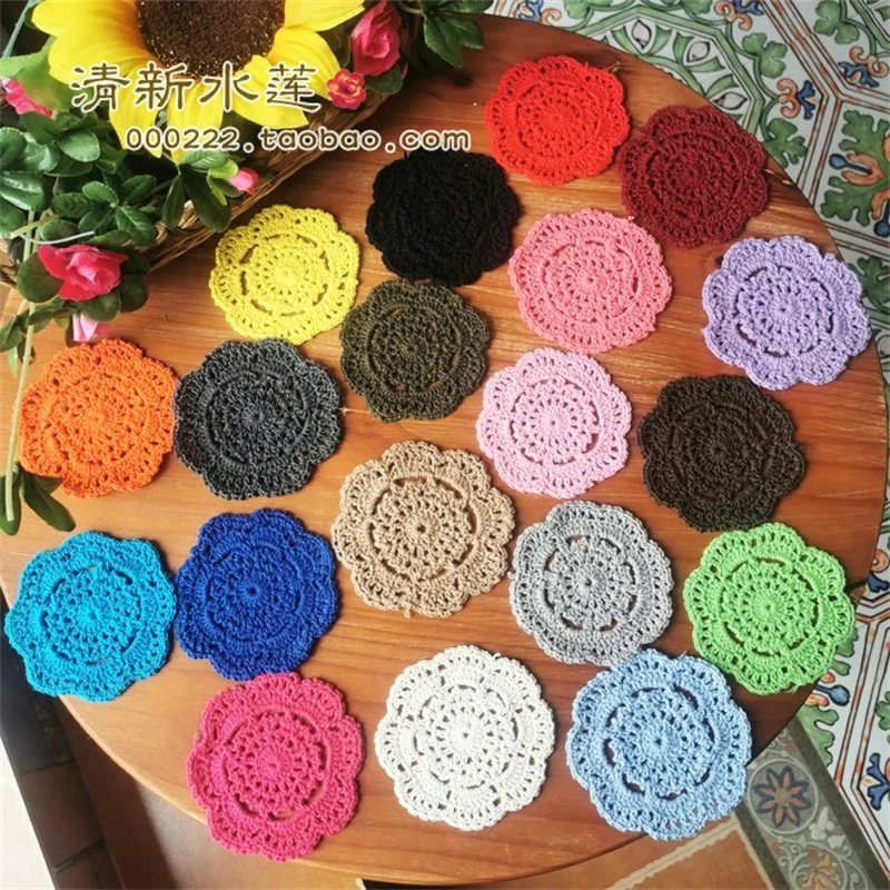 17AHSM Lace Cotton Crochet Handmade TableCloth Placemats DrinkCoaster Heat-resistant Nonslip Pads Home Decor Creative CupCoaster
