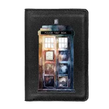 

Doctor Who Tardis Design Leather Passport Cover Men Women Slim ID Card Holder Pocket Wallet Case Travel Accessories Gifts