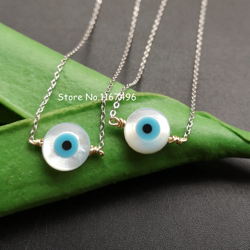 Акция! Женское Ожерелье с жемчужными ракушками Злого Глаза|shell necklace|necklace blueblue