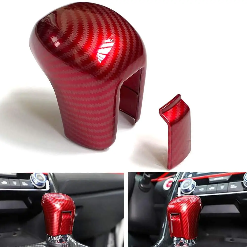 

Carbon Fiber Style Interior Gear Shift Knob Protector Cover Trim Sticker for Honda Civic 2016-2021 10th gen Automatic