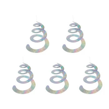 

5pcs Tree Hanging Rod Home Non Toxic Balcony Yard Pool Discs Reflective Spiral Deterrent Scare Bird Repellent Device Fruit Farm