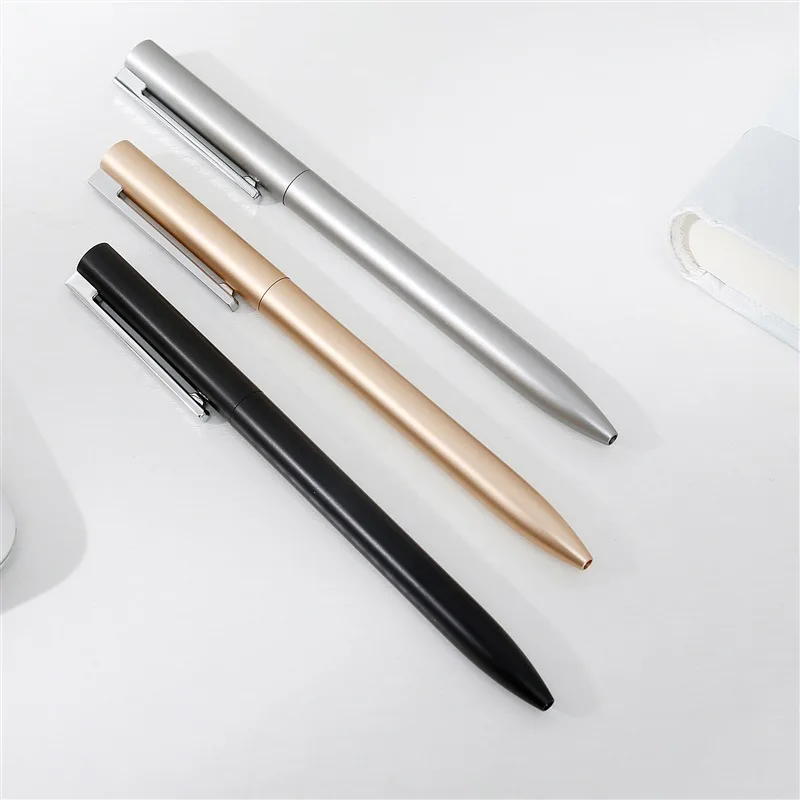 Metalowy długopis żelowy biały długopis obrotowy wkład 0.5mm z długopisem Xiaomi Mi czarny atrament długopis 5 kolorów fajne długopisy szkolne stacjonarne