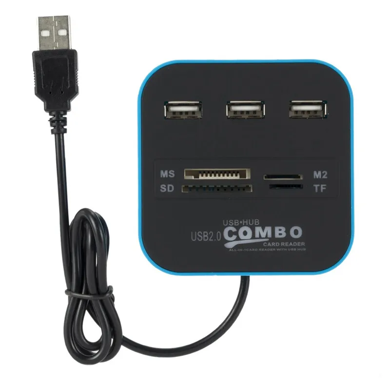 CARPRIE высокоскоростной USB2.0 концентратор Мульти USB 2,0 концентратор сплиттер с кардридером мини концентратор USB комбо все в одном для ПК компьютера