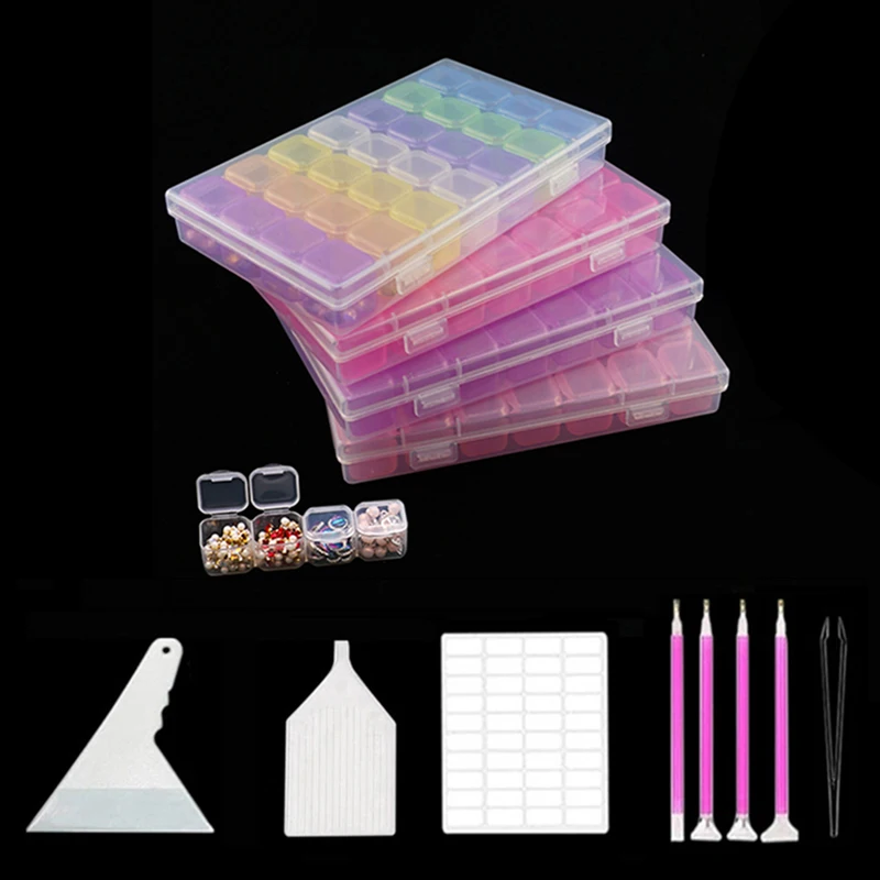 Diamond Painting Tools Sets 28 Grids Plastic Storage Box and 40-in-1 Kits for Embroidery Accessories | Дом и сад
