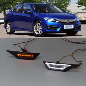 

ECAHAYAKU 1 Pair LED DRL Daytime Running Light for Honda Civic 2016 2017 2018 LED Side Lights with Yellow Light DC 12V