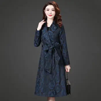 

New 2020 Spring Autumn Woolen Coat Female Fashion Floral Printed Wool Women Coat Female Jacket With Belt