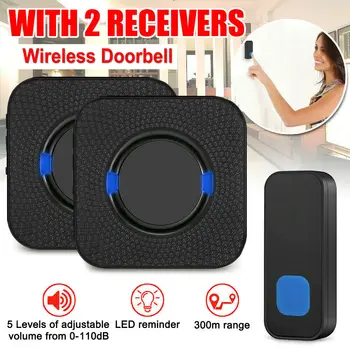 

Wireless Door Bell Doorbell Set Digital Remote Control 2 Receivers 55 Chimes Waterproof smart Door Bell