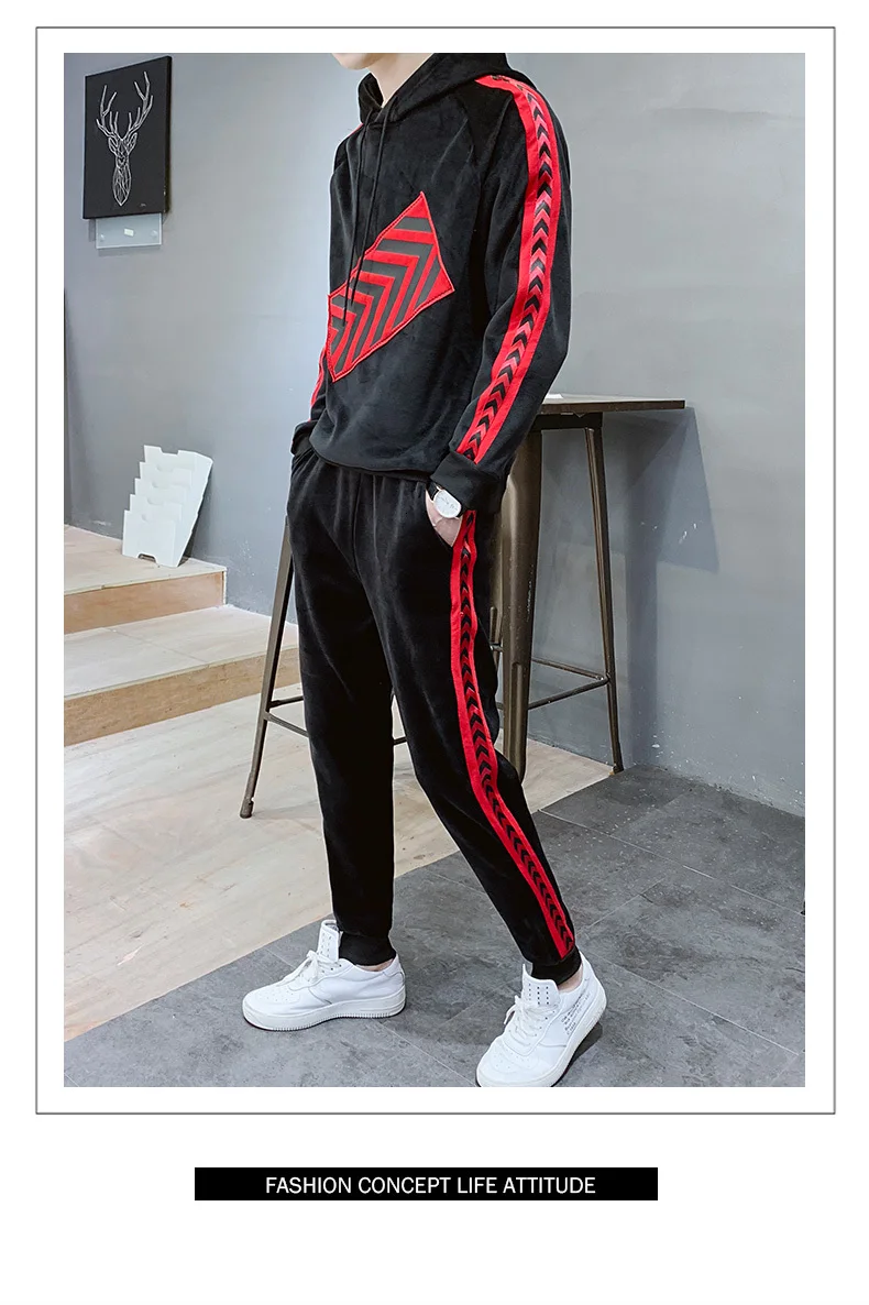 Moda Hombre,, Ropa, комплект с толстовкой, 2 предмета, топ+ штаны, Мужская черная хлопковая толстовка с капюшоном, набор для пары, тренировочный костюм, Mannen, осенняя спортивная одежда