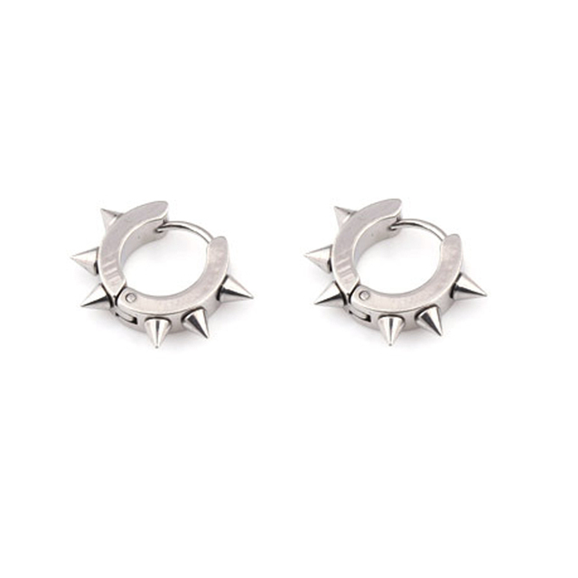 Punk Titanium Steel Ear Clip Ear Stud Earrings For Men Women Black Pierced/No Pierced Fake Ear Circle New Pop Jewelry