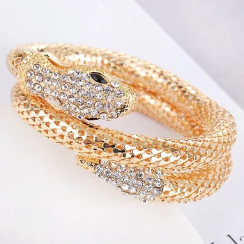 

New arrival Exaggerated personality style Hand catenary Zircon titanium steel material Snakelike retro bracelet