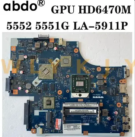 Para Acer aspire 5551G 5552G 5552G placa base de computadora portátil NEW75 LA-5911P MBWVE02001 MB WVE02.001 DDR3 HD6470M gratis cpu prueba 100% wor
