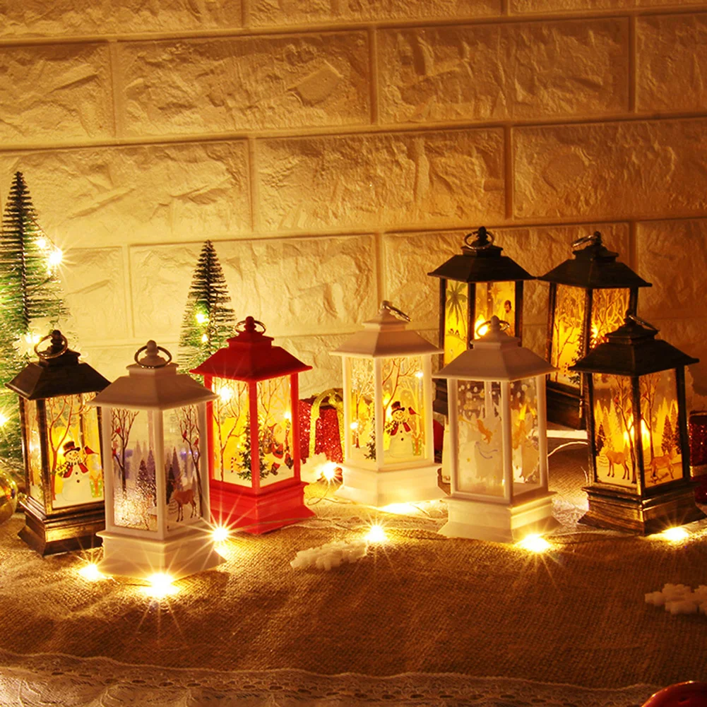 Рождественский Санта Снеговик Олень светодиодный светильник подвесной фонарь старинный держатель для свечей светильник подвесные вечерние декор для рабочего стола Navidad