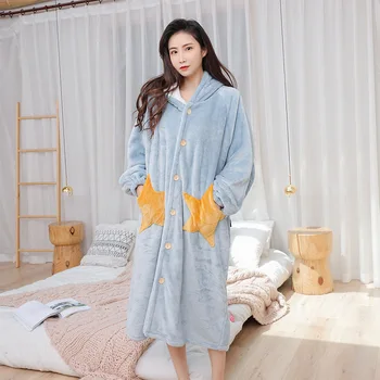 

Robes Women Winter Polyester Full Thick Cardigan Stars Is