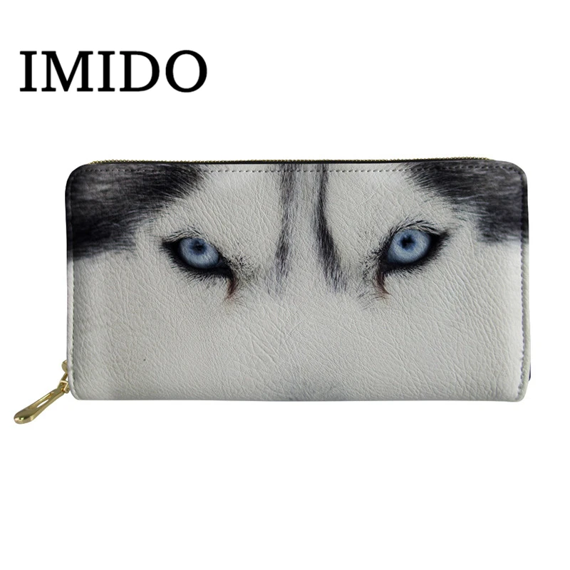 

IMIDO Wallet Leather Women Cool Animal Wolf 3D Printed Waterproof Coin Purses for Girls Travel Storage Money Bags Cash Bag 2019