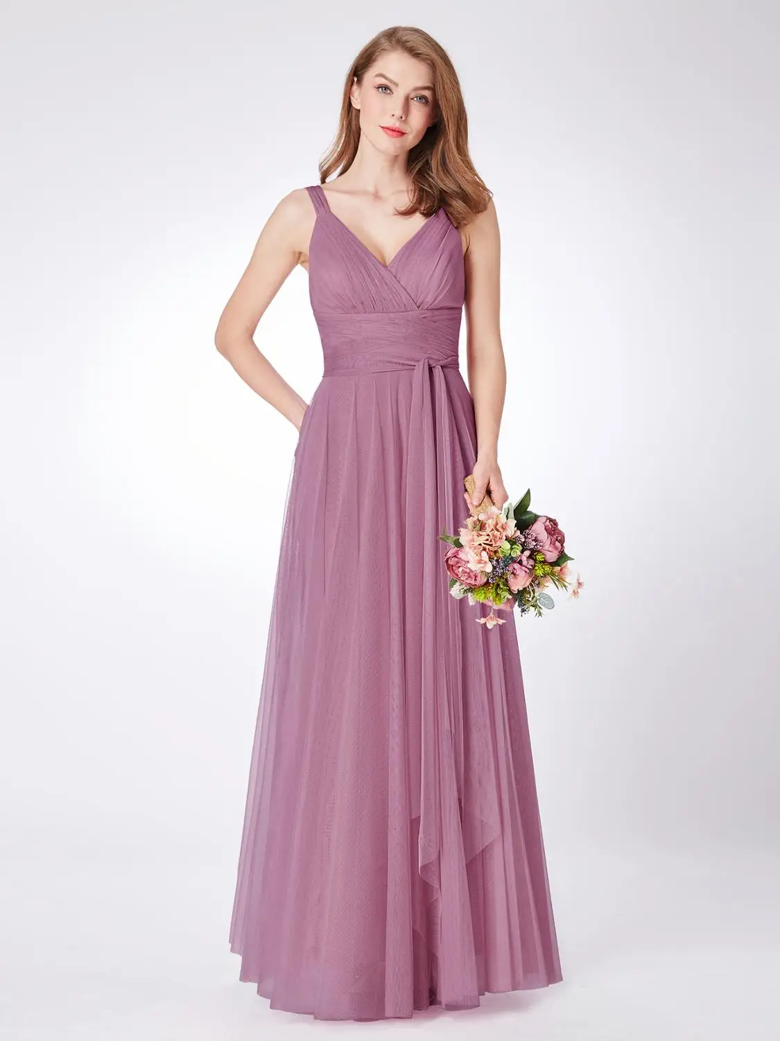 Popodion плюс размер платья подружки невесты свадебное платье для гостей фиолетовые платья невесты платья подружек невесты ROM80154 - Цвет: Bean paste