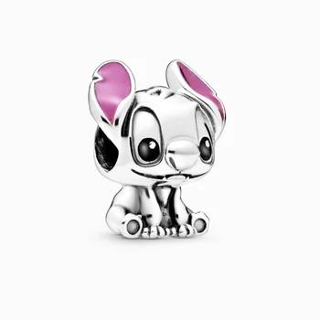 

2020 New Original 925 Sterling Silver Cute Alien Dog Stitch Enamel Charms Animal Beads Fit Pandora Bracelet Women DIY Jewelry