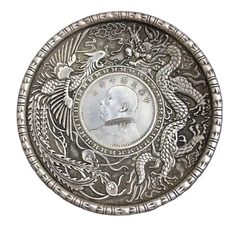 

Chinese Old Tibetan Silver Dragon Phoenix Pen Wash, Pen Wash