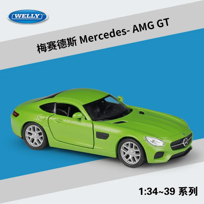 Welly 136 Diecast Gt Green Sport Car High Simulator Alloy Model Car