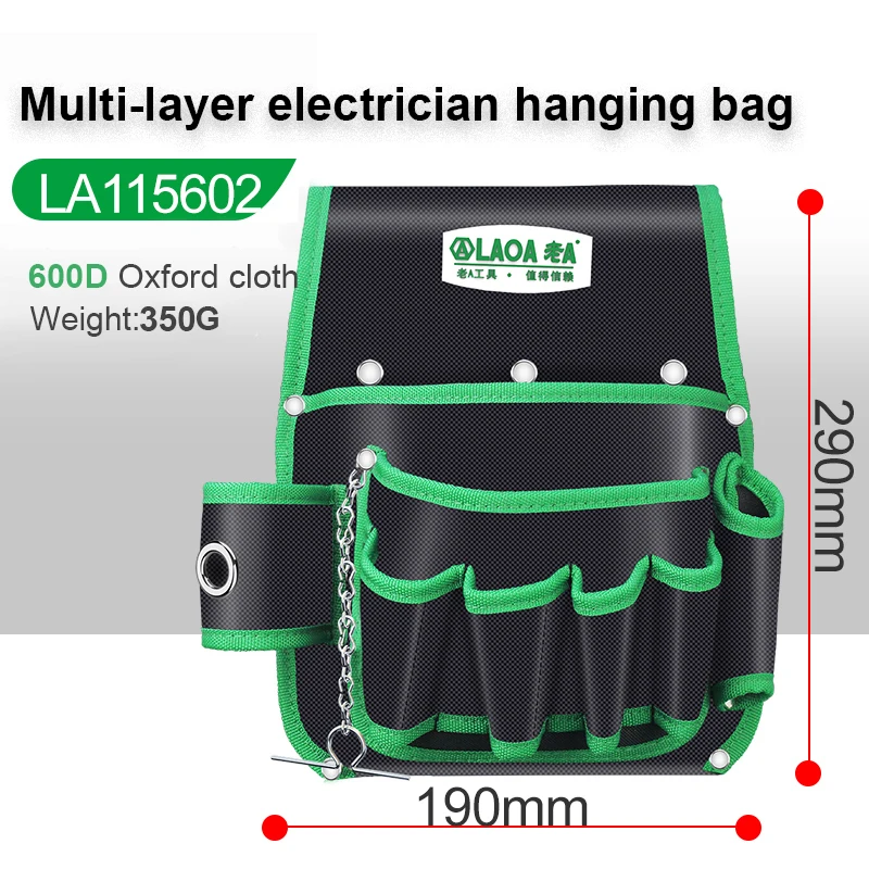 LAOA Multi-function Storage Bag Oxford Cloth Waist Pack Hardware Repair Tool Pocket Wrench Pliers Electrician Household Belt small tool pouch Tool Storage Items