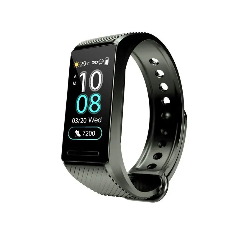 TD18 умный Браслет для отслеживания сна и упражнений, набор микросхем Smartband 51802, пульсометр, измеритель артериального давления, поддержка погоды - Цвет: Черный