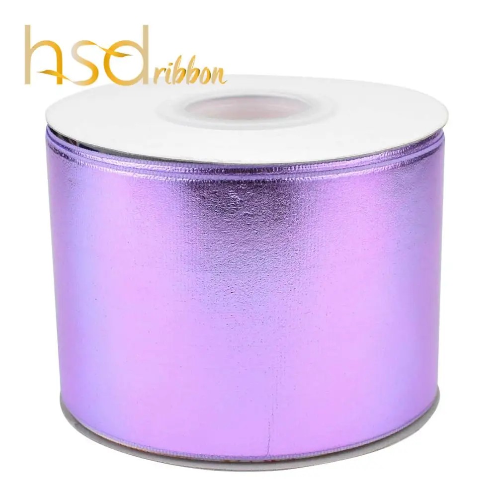Hsdribbon 75 мм 3 дюйма Soild Lt. Фольга орхидеи на grosgrain ленты 50 ярдов/рулон - Цвет: Lt.Orchid Foil