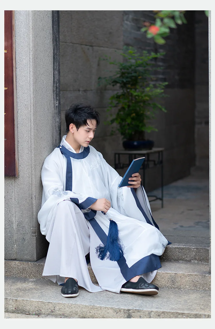 Сценический костюм Hanfu одаренный Китайский Японский древний Молодежный красивый мужской ежедневное улучшение пальто с вышивкой+ куртка+ ремень