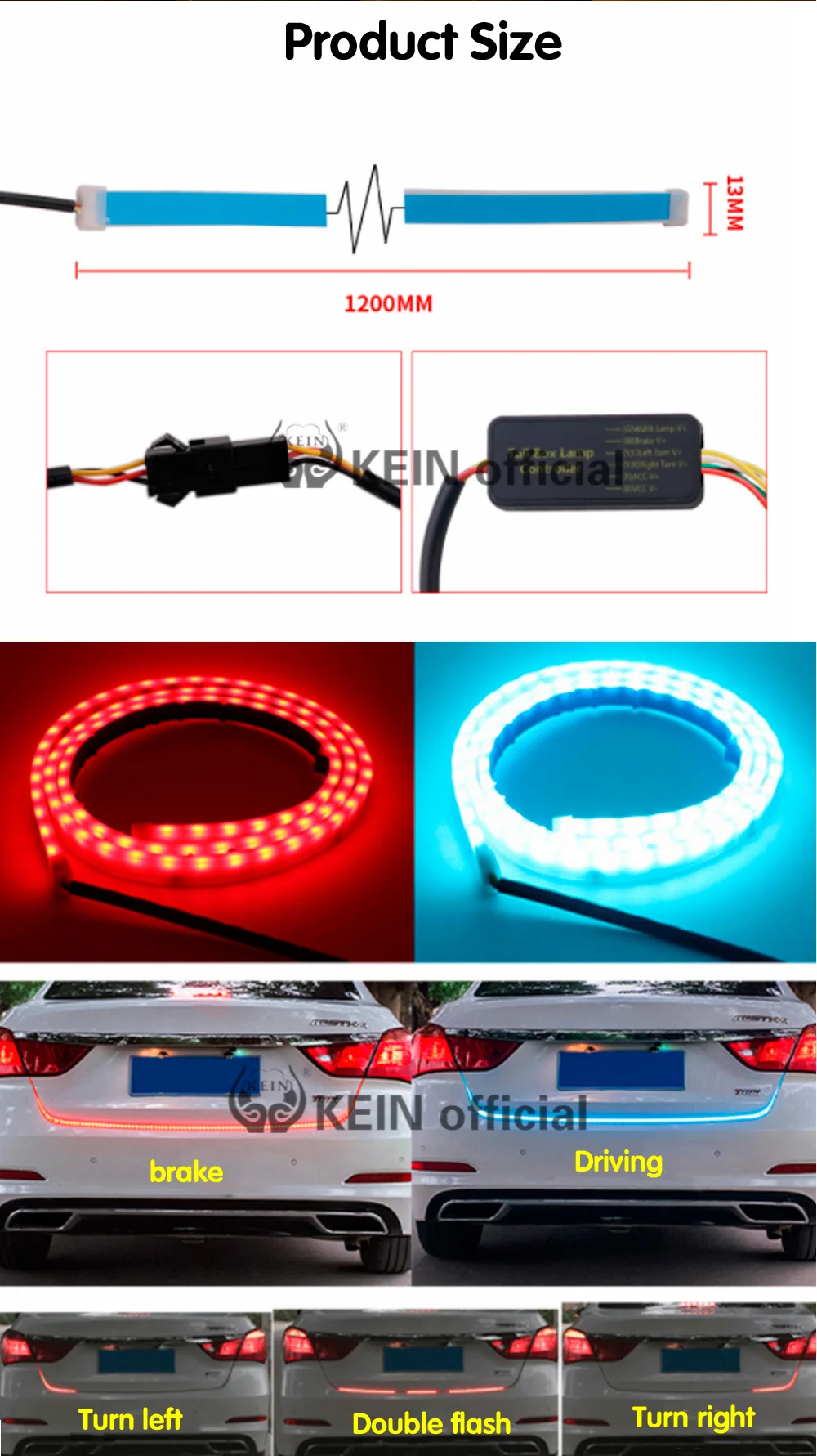 KEIN RGB светодиодный динамический воды автомобиля задний багажник светильник чудесный хвост коробка багажник светильник светодиодный Чемодан отсек тормоза поворота сигнал Предупреждение лампа
