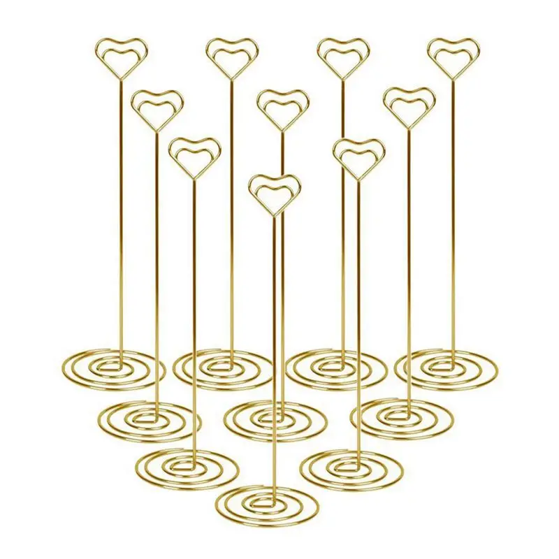 

10pcs 8.6 Inch Tall Place Card Holder Table Number Holder Table Card Holder Table Number Stands with Heart Shap Photo Memo Clips