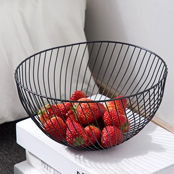 

Nordic Wrought Iron Snack Storage Basket Snack Tray Dessert Vegetable Fruit Egg Storage Basket Creative Decorative Basket