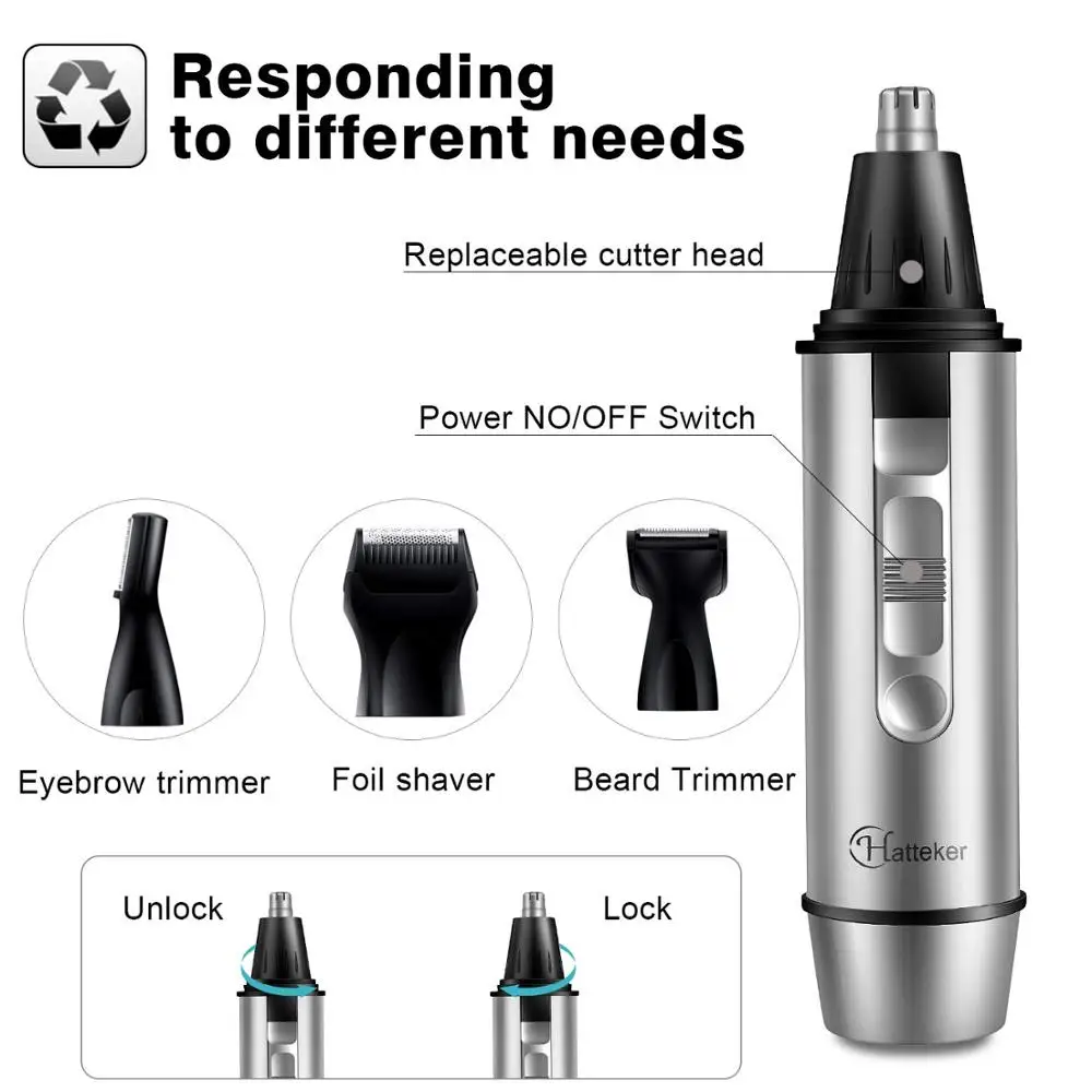 Multifunction waterproof nose trimmer ear hair trimmer electric hair cutting machine for men trimmer for nose AA battery power