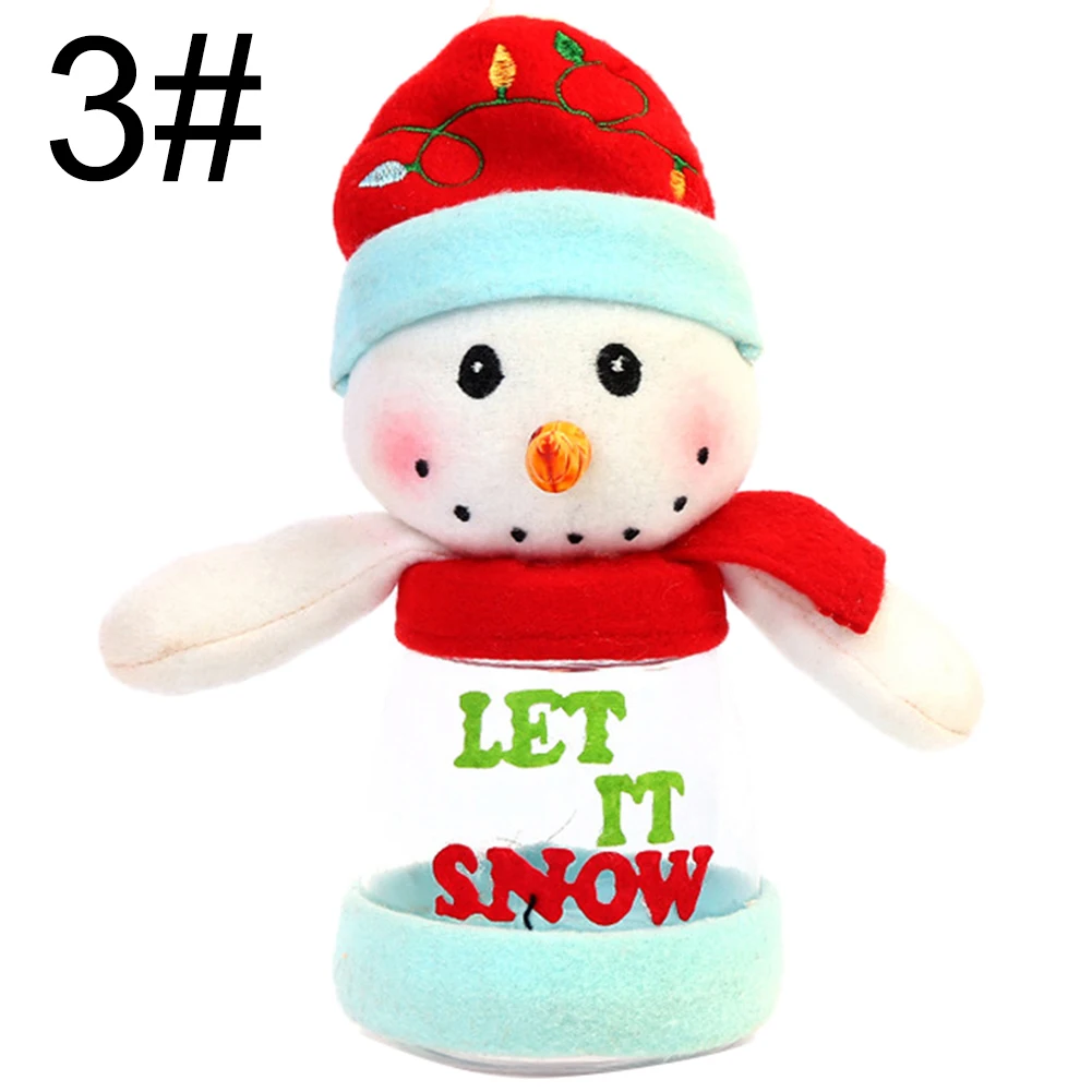 Christmas Tree Santa Snowman Pattern Transparent Candies Jar Storage Bottle Gift Boxes