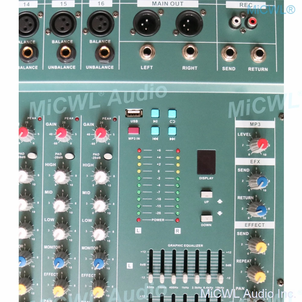 MiCWL 16 канальный аудио микшер запись микшерная консоль USB DSP Эффект