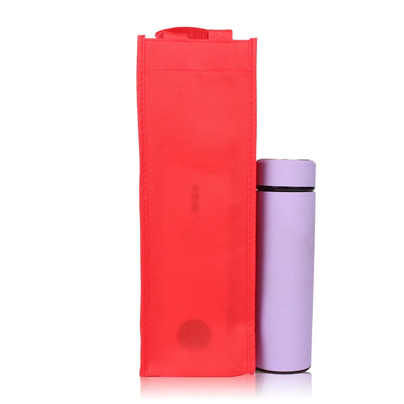 100pcs/lot New 35x18x10cm Handle Waterproof Package Storage Organize Bag Non-woven Fabric Wine Bottle Gift Bags